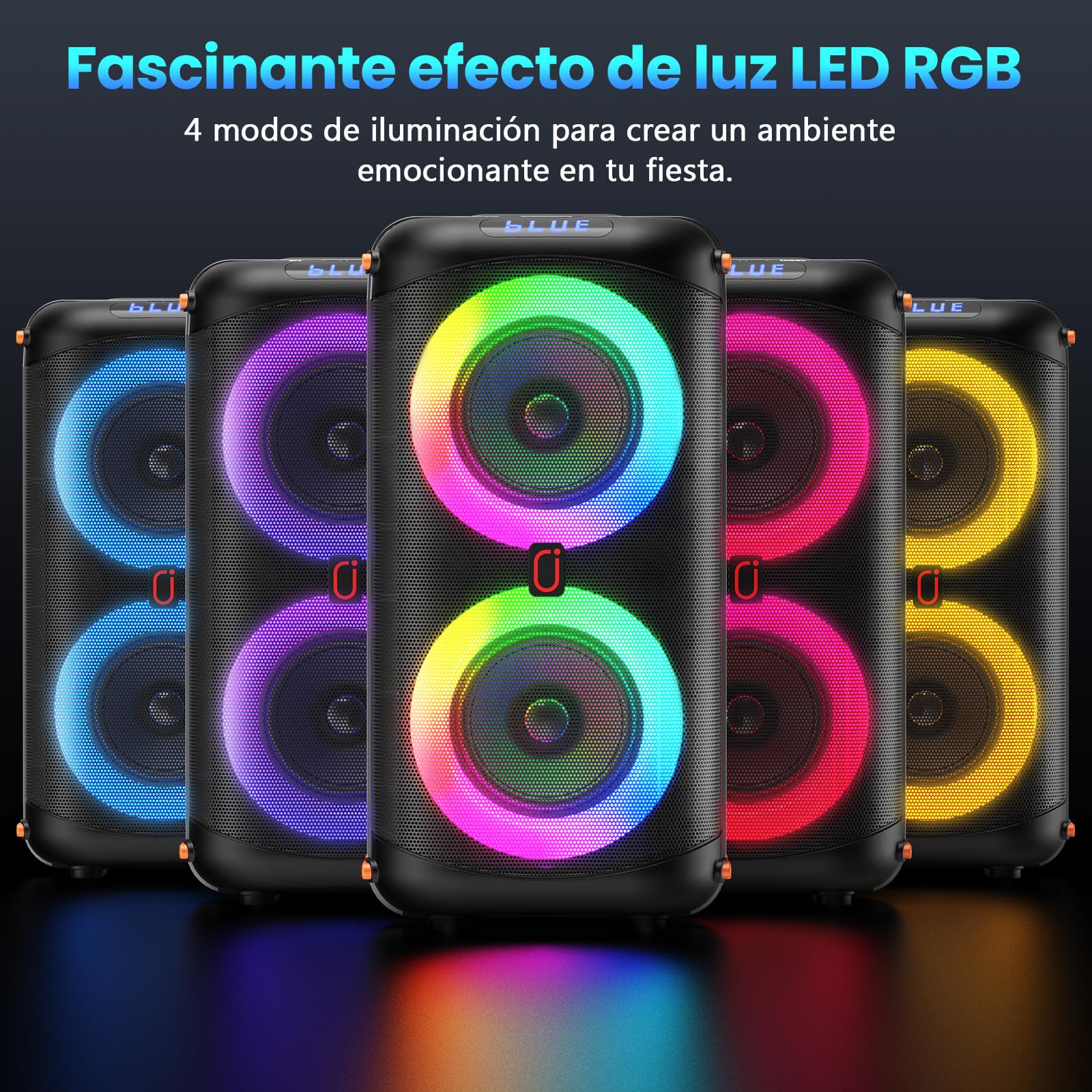 HWWR Máquina Karaoke, Altavoces Bluetooth portátiles con 2 micrófonos inalámbricos para Adultos, Sistema Caja Karaoke PA con Luces de Discoteca para Grandes Fiestas, Soporte TF/USB/FM/Rec/AUX