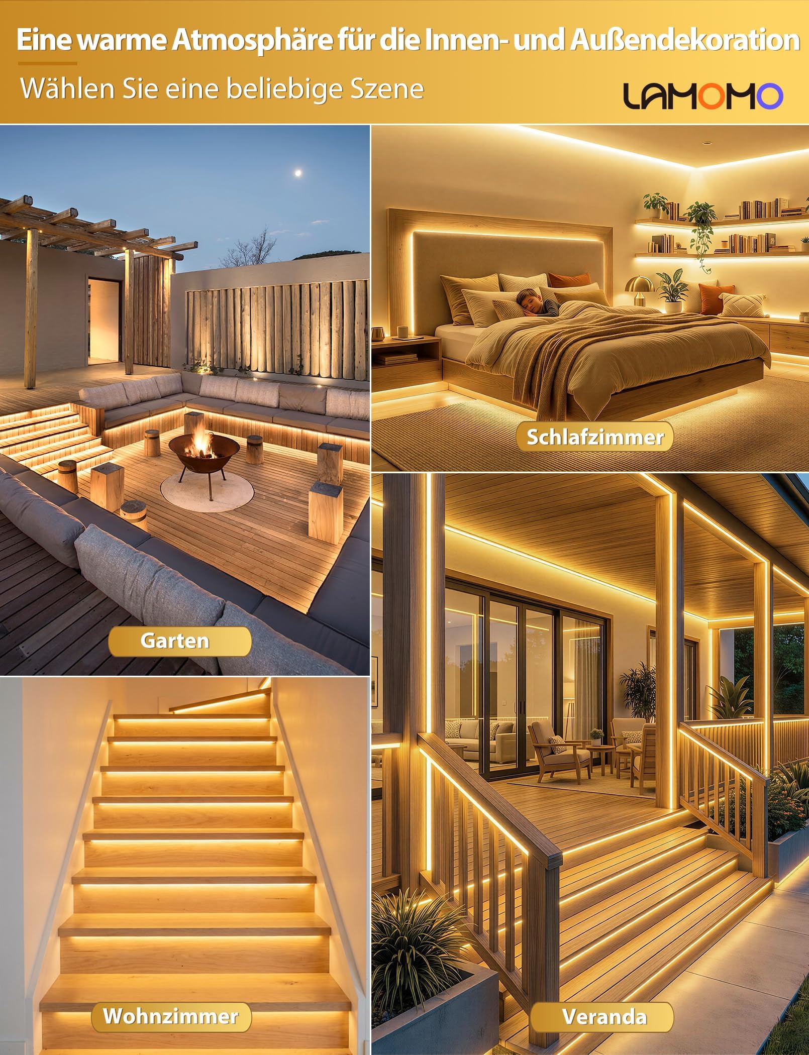 Lamomo COB LED Streifen 20m, Aussenbereich Wasserdicht Warmweiss Neon Strip | Silikon Leiste 5760 leds, CRI 95+, Flexibel, 3000K, 9.2mm Breit, 220V, Zuschneidbar für Heim Küche Garten Gewerbedekor