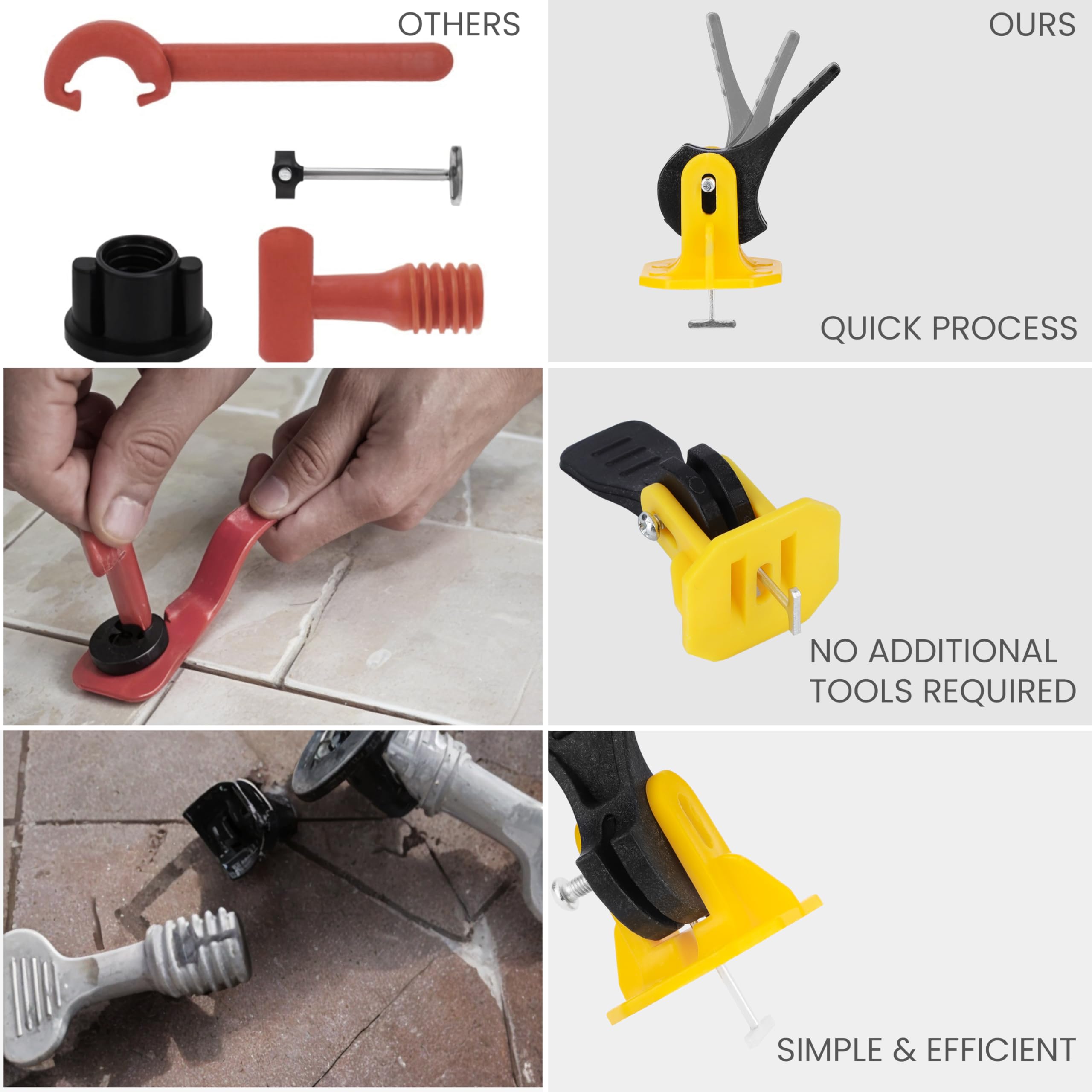 Belle Vous Tile Leveling System Tiling Tools (100 Pack), Reusable Tile Spacer Clips for Tile Installation/Correction - Image 4