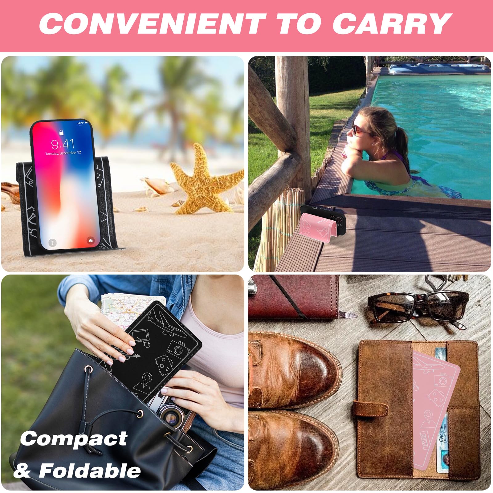 2 soportes para teléfono de avión, soporte flexible para teléfono, artículos esenciales de viaje para martphone, tablet
