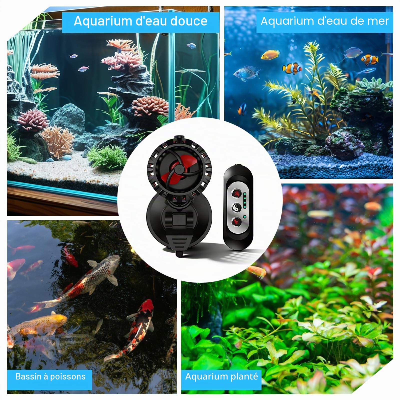 Pompe de Brassage Aquarium, 70x50mm Pompe à Vagues pour Aquarium, Mode Pompe Circulation Aquarium, Silencieuse Wave Maker Aquarium Magnétique 4 Vitesses Débit Réglable pour Aquariums d'Eau Douce Mer
