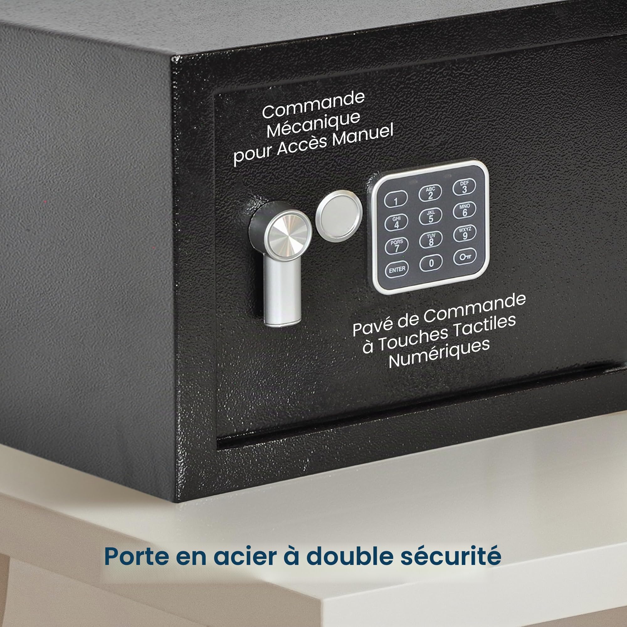 SereneLife Coffre-Fort Électronique Acier – Small 8.6 L (31x20x20 cm), Serrure Numérique | Fixation Murale/Sol, Mini Coffre Sécurisé pour Argent avec 2 Clés, Bijoux, Documents, Bureau, Maison