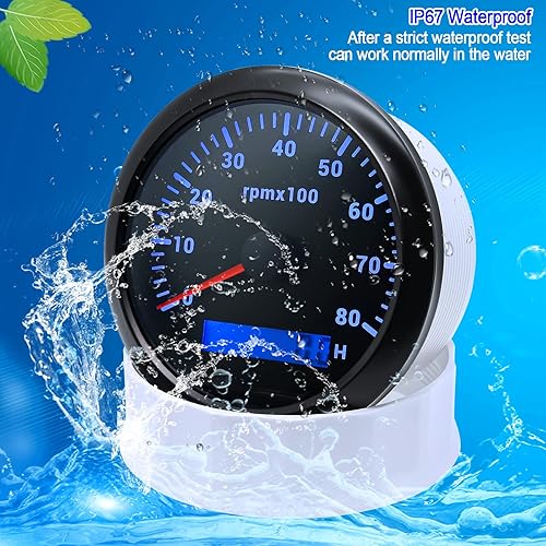 Miniatura 26 de ARTILAURA Tacómetro Barco Tacometro 3.346 in 3-3/8" 7 Color LED 8000 RPM Calibre para coche Auto Marine Truck 9-32V (blanco)