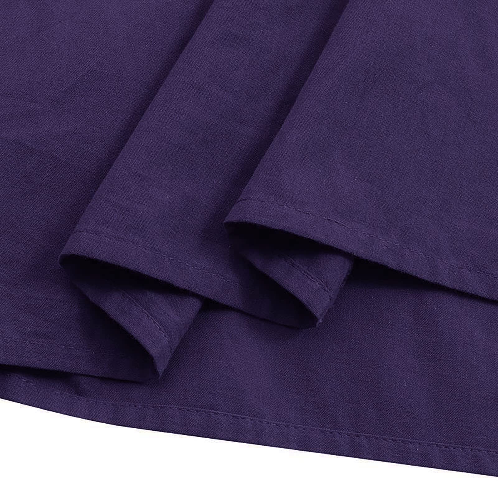 Robe d'été pour femme - Jupe printemps/été décontractée - Taille haute - Coton et lin - Couleur unie - Plissée - Swing ample - Jupe mi-longue
