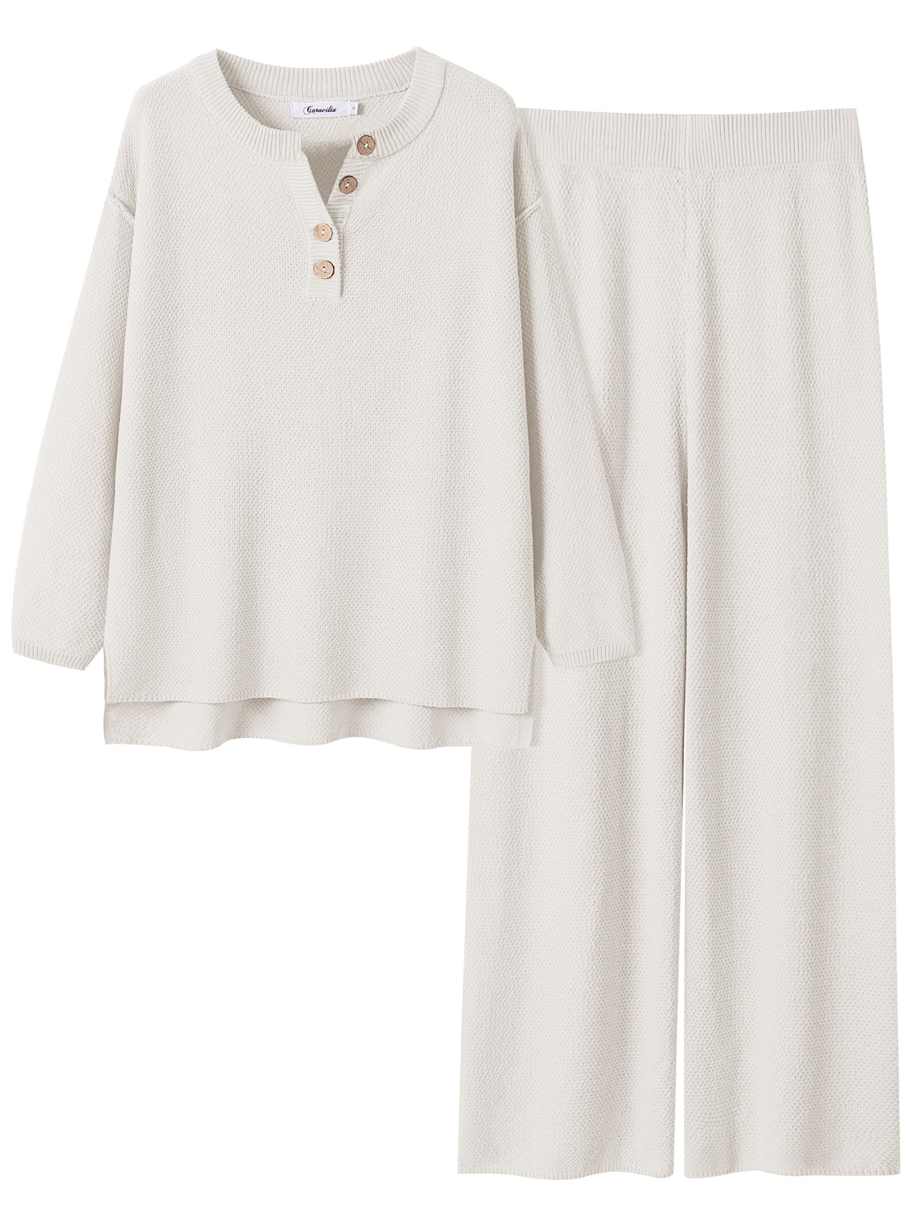 ANRABESS Women 2 Piece Outfits Oversized Loose Waffle Knit Sweater Set 2024 Fall Trendy Matching Lounge Sets Cozy Clothes