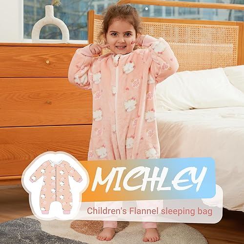 Miniatura 2 de MICHLEY Saco de dormir unisex de franela para bebé, pijama de manga larga, con cremallera, saco de dormir para otoño e invierno para niños y niñas