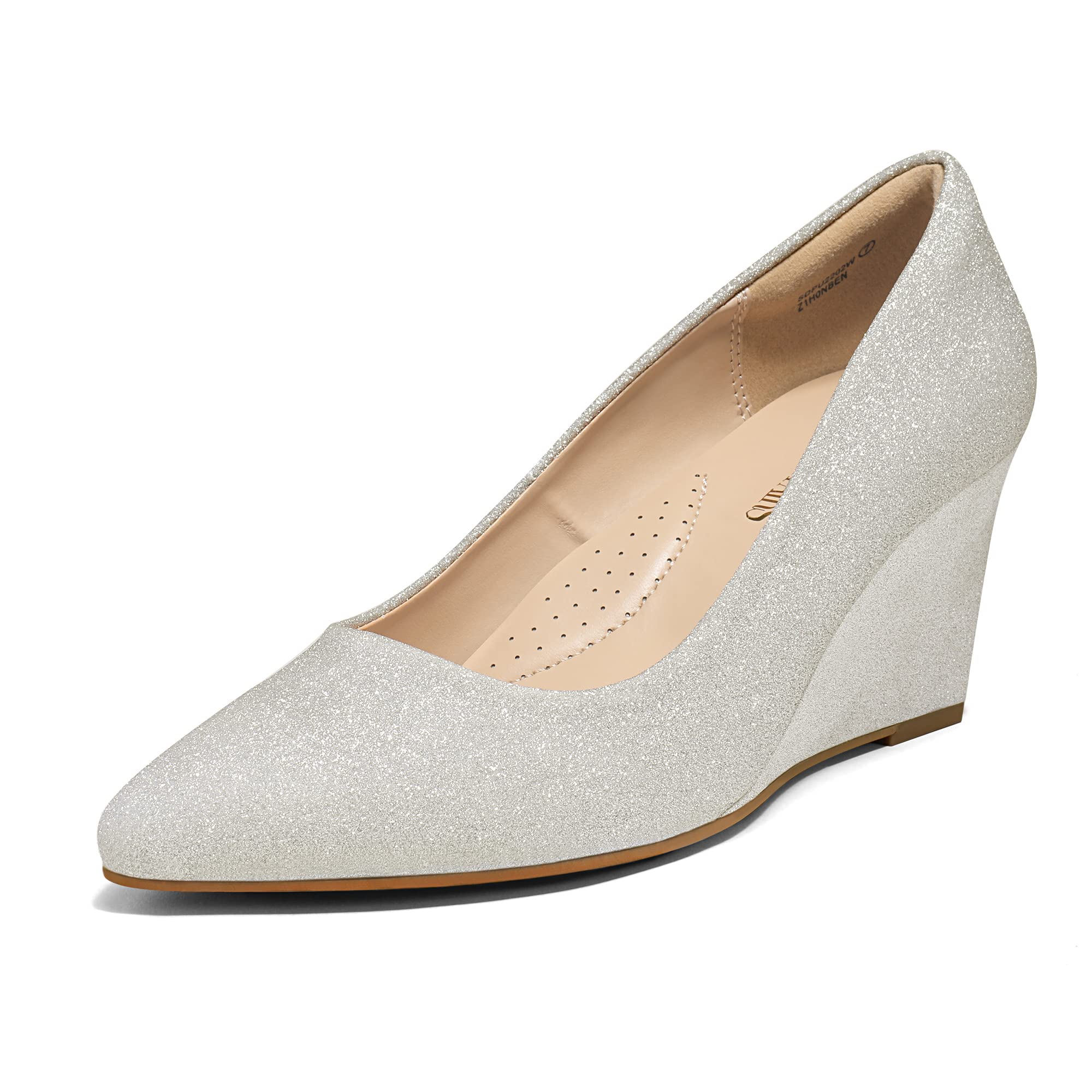 DREAM PAIRSWomen's Wedges Closed Toe High Heels Dress Wedding Bride Pointed  Toe Pumps Shoes