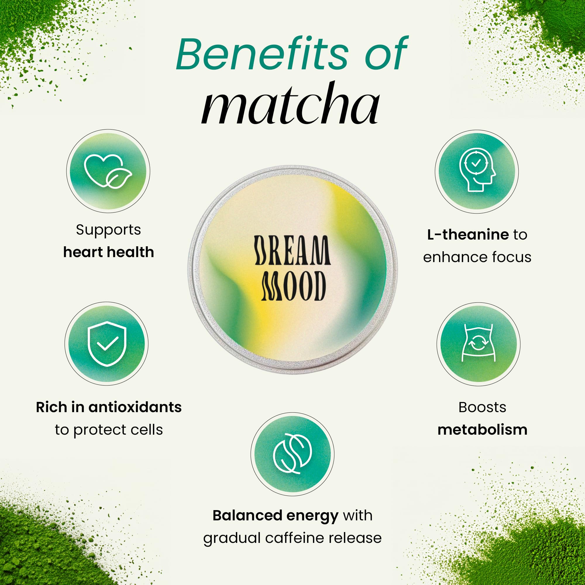 Dream Mood Premium Organic Matcha Green Tea Powder Zero Sugar Vegan Ceremonial Grade Matcha First Harvest Japanese Matcha — view 2
