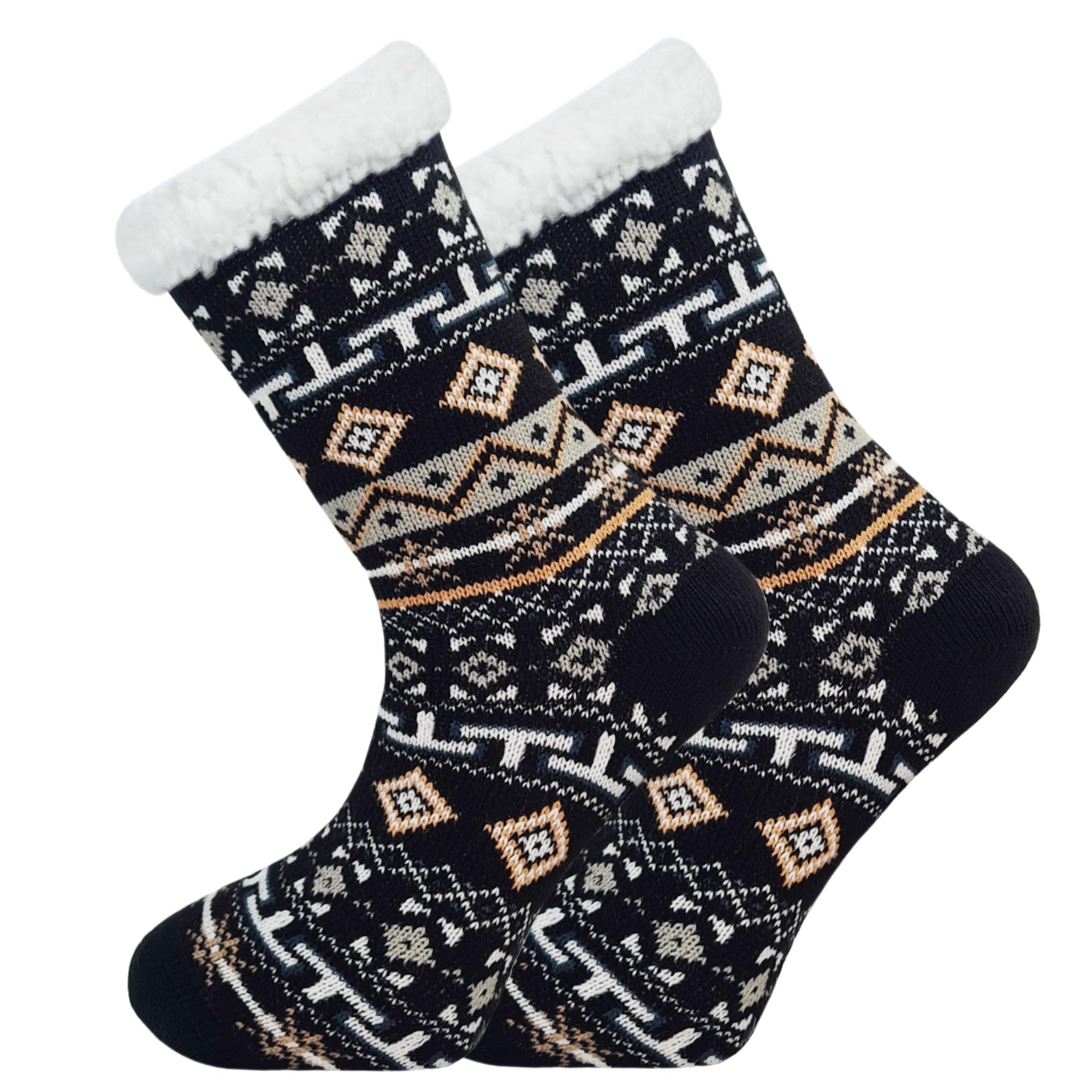 Sock-Tec Men's Design 1 Thermal Socks 4.8 Tog Sherpa Fleece Lining Winter Warm Thick Gripper Sole Socks Adults 6-11 (Uk, Numeric, 6, 11, Regular, Regular, )