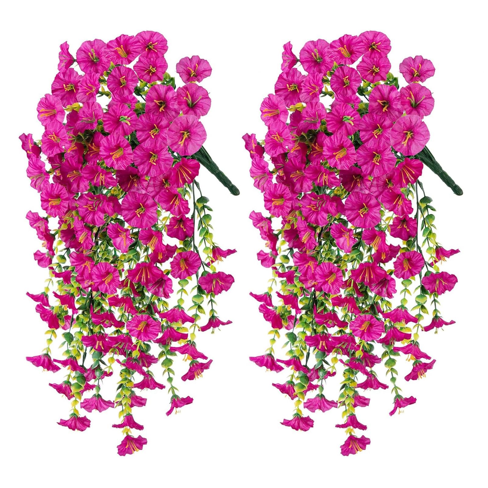 matumou 2 Pcs Artificial Hanging Petunia Flowers UV Resistant Faux Flowers Reusable Simulated Petunias for Outdoors Festive Wedding Party