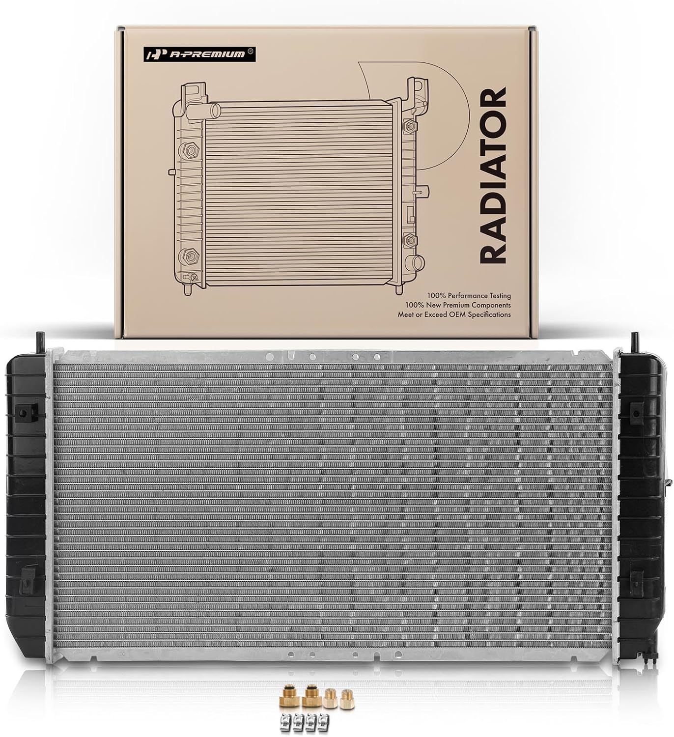 A-Premium Engine Coolant Radiator with Transmission Oil Cooler Compatible with Cadillac DeVille Base DTS 2000 V8 4.6L, Automatic Trans. Replace# 52487015