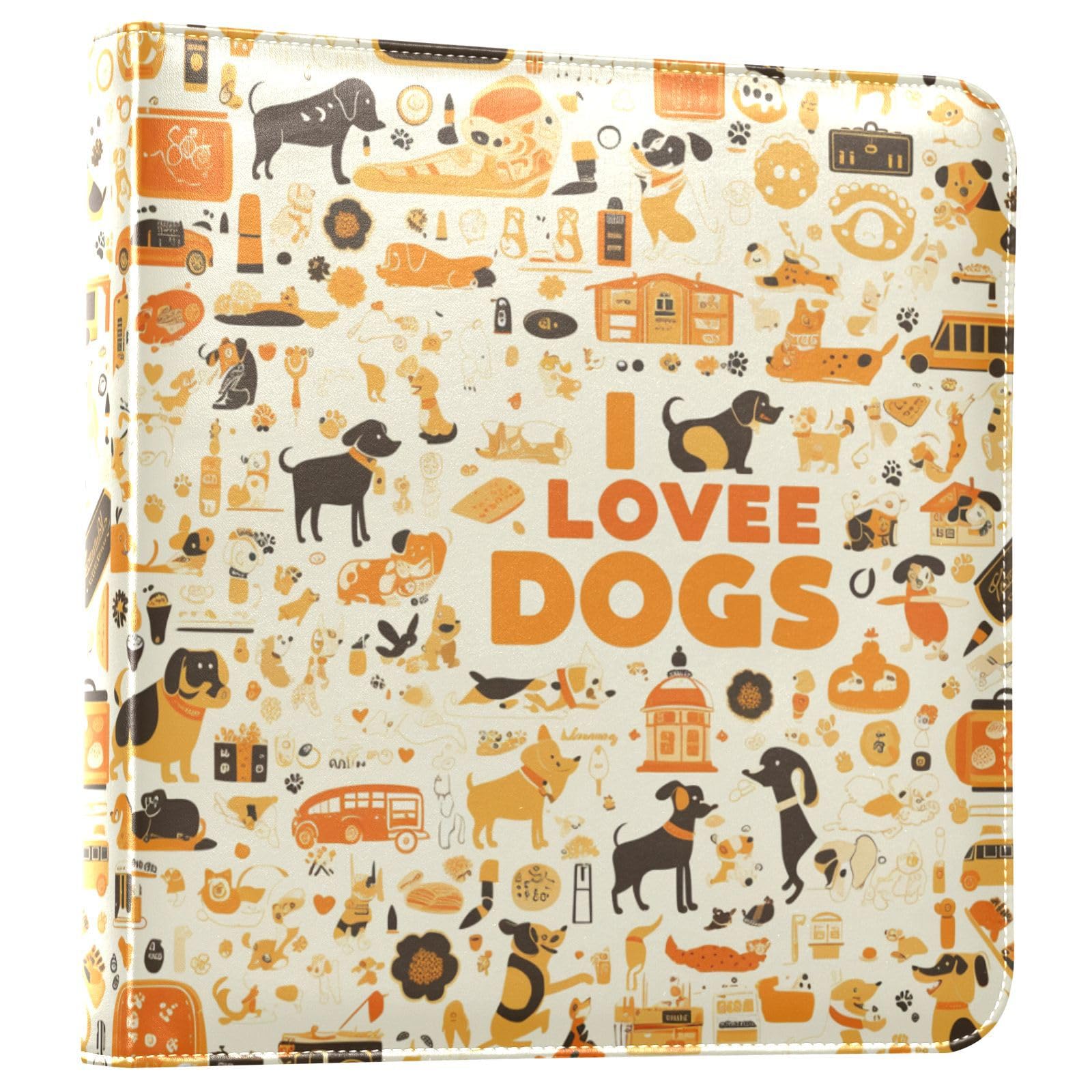 Kigai Cute Dogs Photo Album Self Adhesive Scrapbook Album Leather Cover DIY Picture Scrap Book with 20 Adhesive Sheets, 11.8x24x0.8 inch