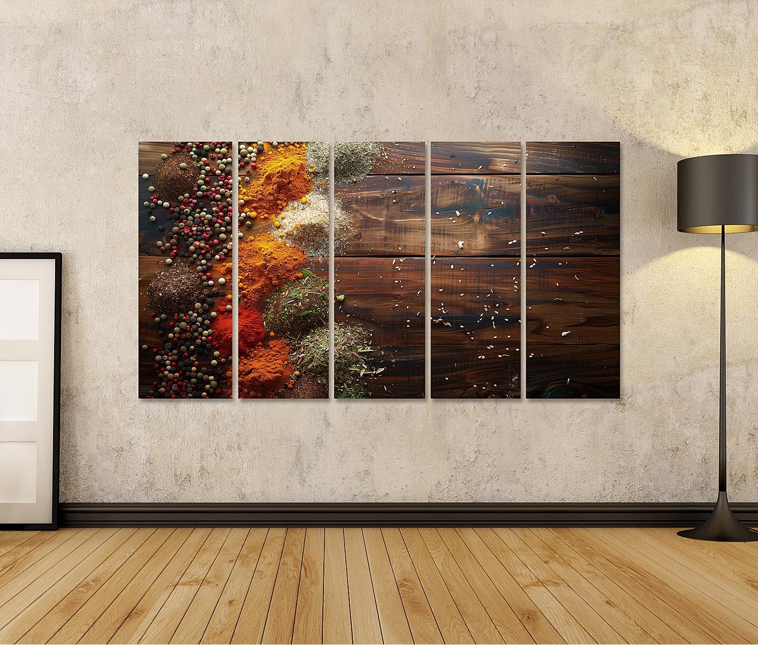 islandburner Bild auf Leinwand Gewürzmischung auf Holztisch für Küche Hobbyköche Feinkostgeschäft Bilder Wandbilder Poster