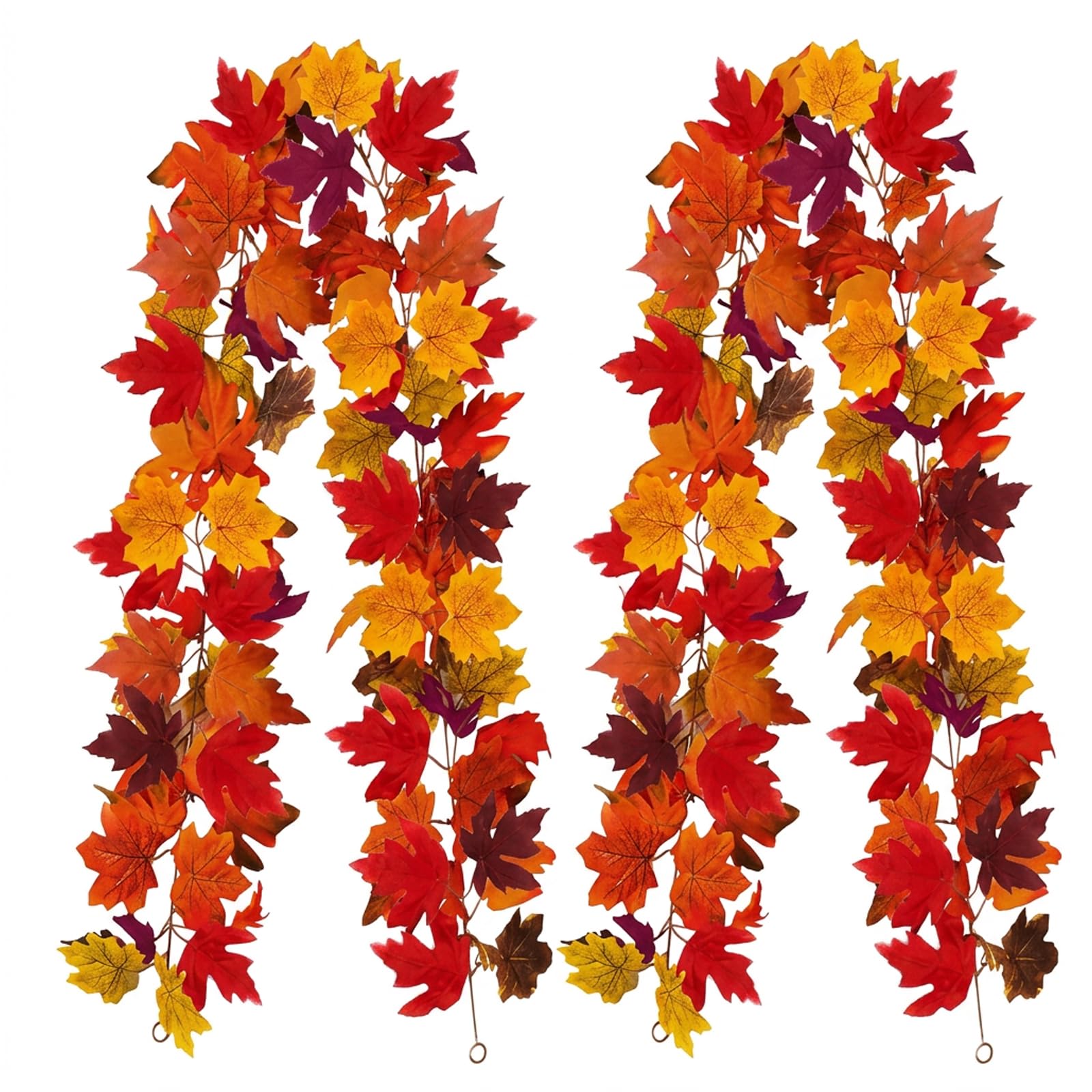 Autumn Leaves Garland, 2 Pack Fall Decor Artificial Maple Leaf Vines