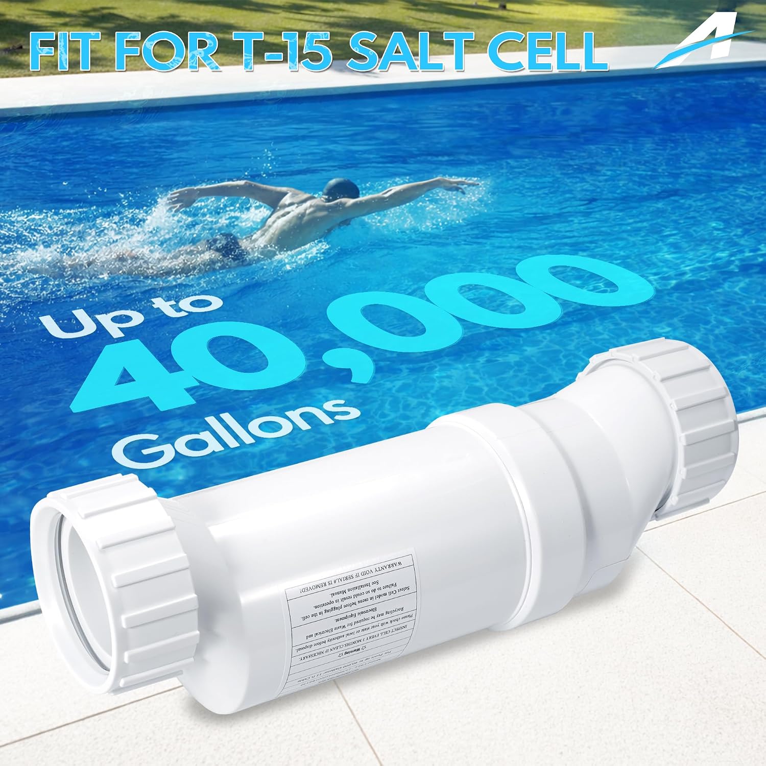 T-15 Salt Cell Replacement for Hayward Salt Cell W3T-CELL-15 BLT15H, up to 40,000 Gallons Swimming Pool Chlornie Generator,Salt Cell for Pool,Compatible with Hayward, AquaRite, AquaTrol