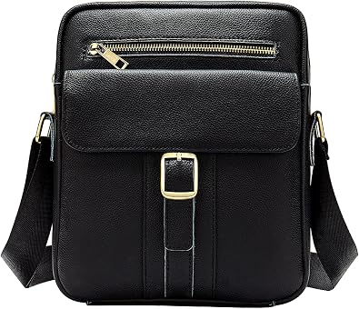 10.4" Genuine Leather Shoulder Messenger Bags for Men Adjustable Shoulders Sling Crossbody Bags for Travel Work Business