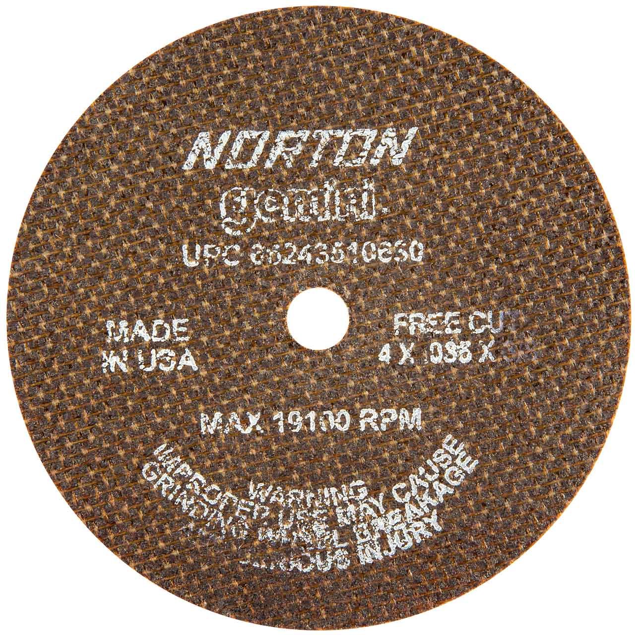 Norton Gemini Cutoff Wheel – 4 Inch X 0.035 Inch X 3/8 Inch For Metal Cutting