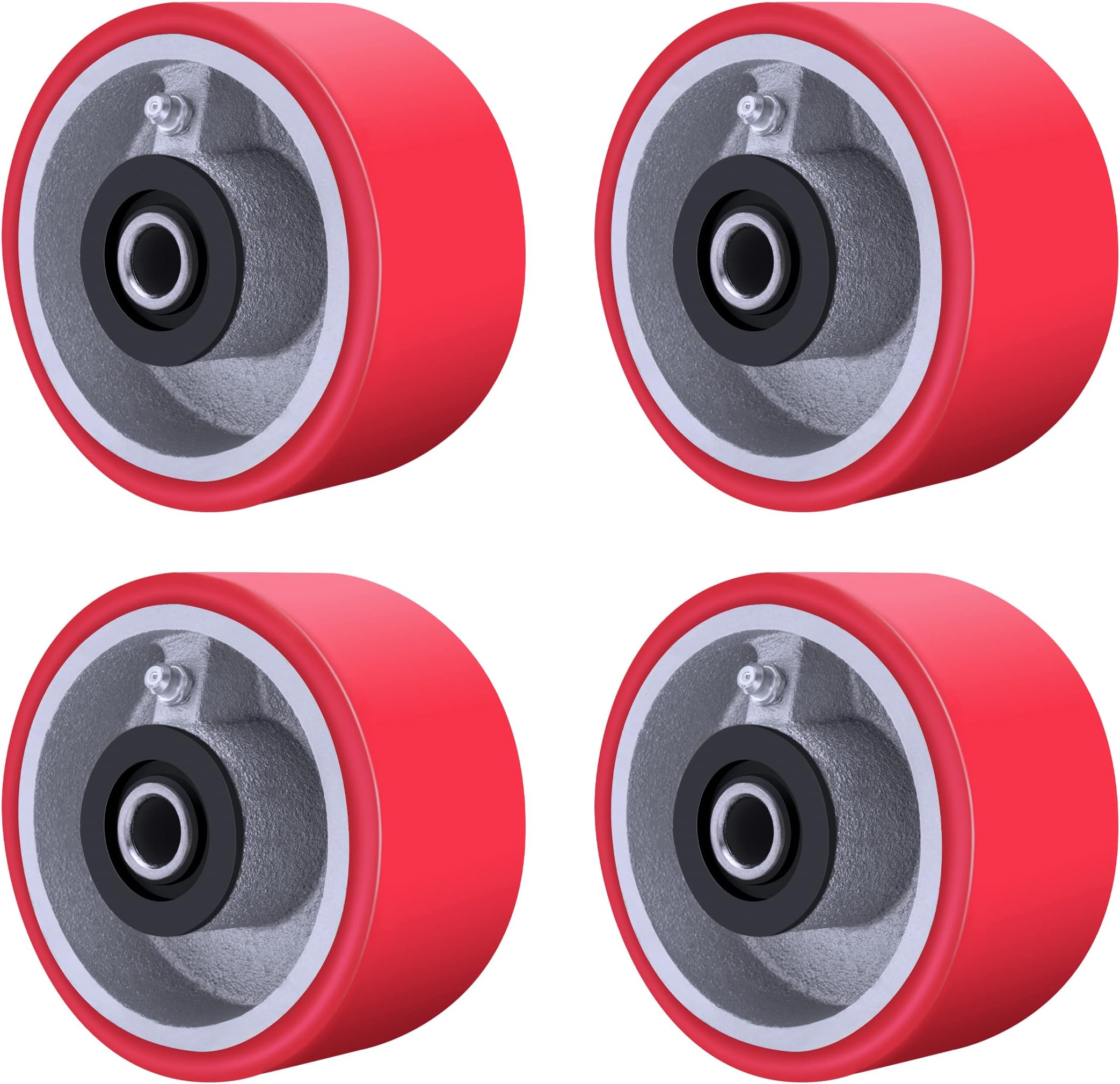 4 Inch Casters Wheels- Heavy Duty Casters, Polyurethane Caster Wheel- Set of 4 with Strong Capacity 3000 LB, Widely Used in Tool Box, Trailer Jack