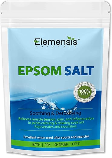 Elemensis Naturals Epsom Salt Granule(Magnesium Sulphate) For Bathing, Relaxing Foot and Pain Relief Therapeutic Spa Treatment & Refreshing Body, 1kg(Pack of 2, Each 500gm)