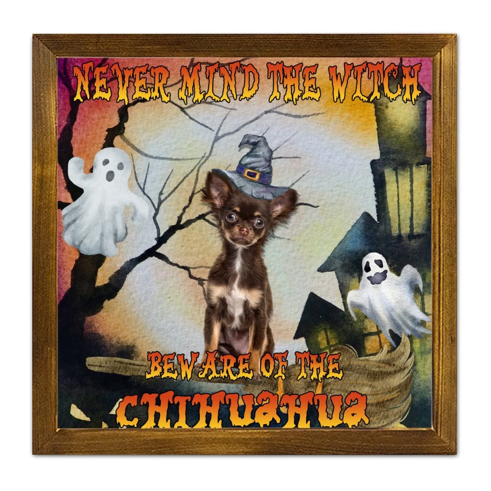 Plaque en bois Halloween bouledogue français cadeau idéal déco