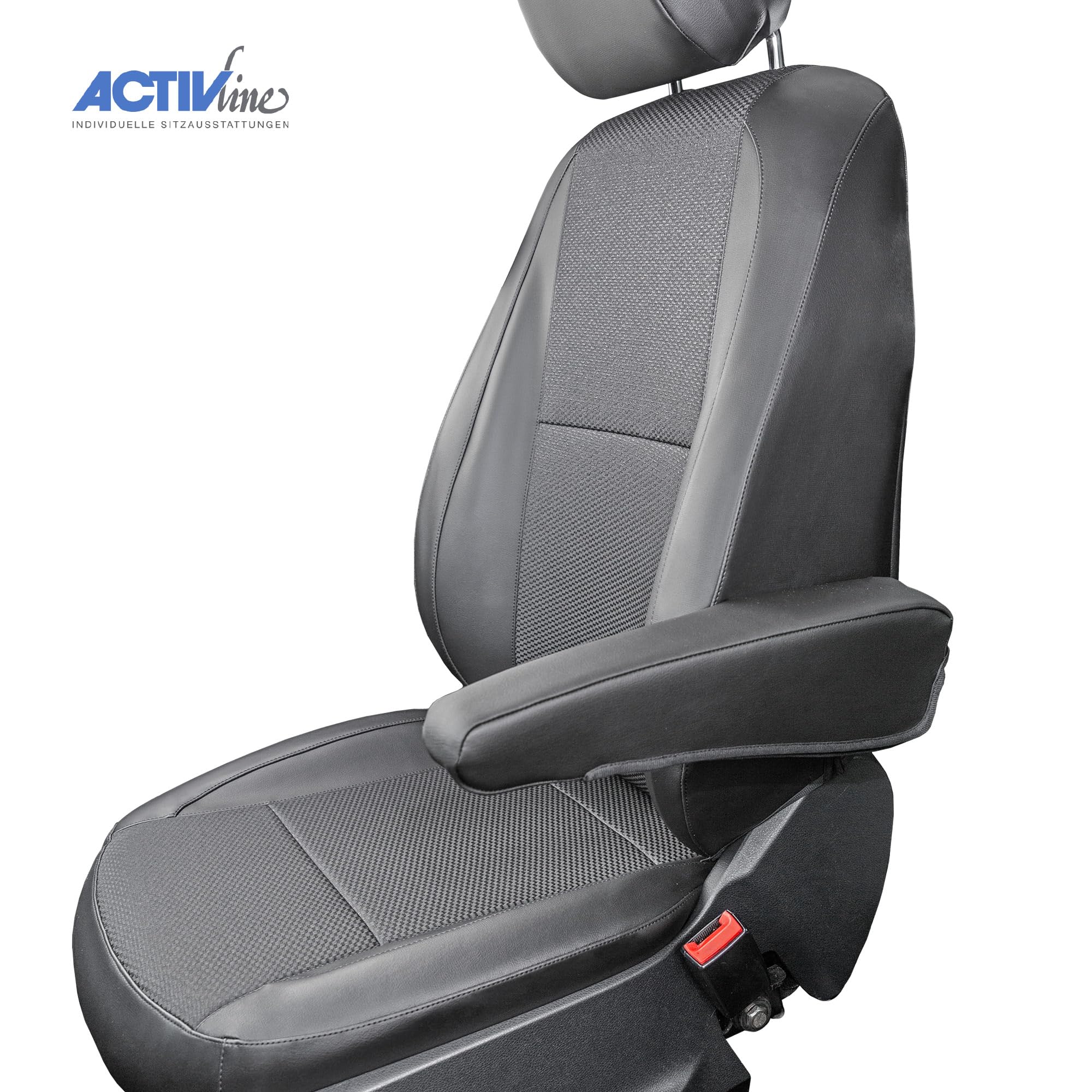 Premium-Passform Schonsitzbezug kompatibel mit Mercedes-Benz Vito BR 447 ab 2014 – Set Fahrersitz & Beifahrersitz, mit Airbagfunktion, robuste Sitzbezüge in Schwarz – Made in Germany