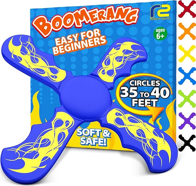 Boomerang Kids Outdoor Frisbee - Best Outside Boys Toys Age 6-8 & All Kids 8-12 - Fun Backyard Games Flying Disc Game - Gift Ideas