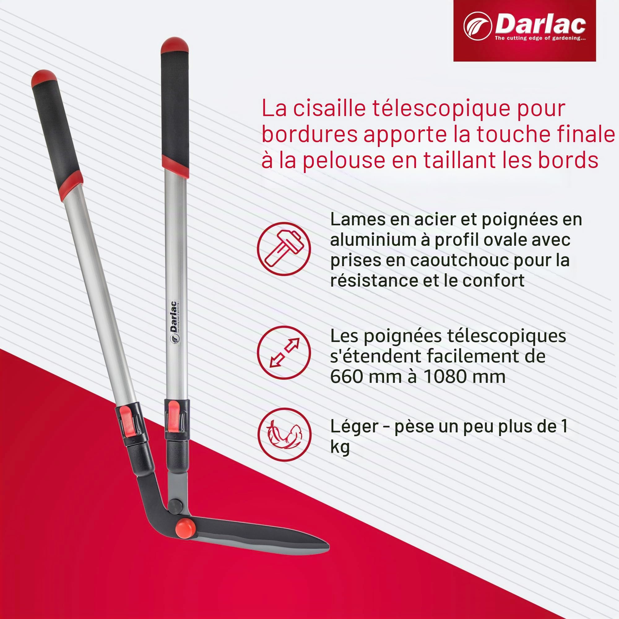 Darlac DP812 lock-Flip coupe-bordure télescopique