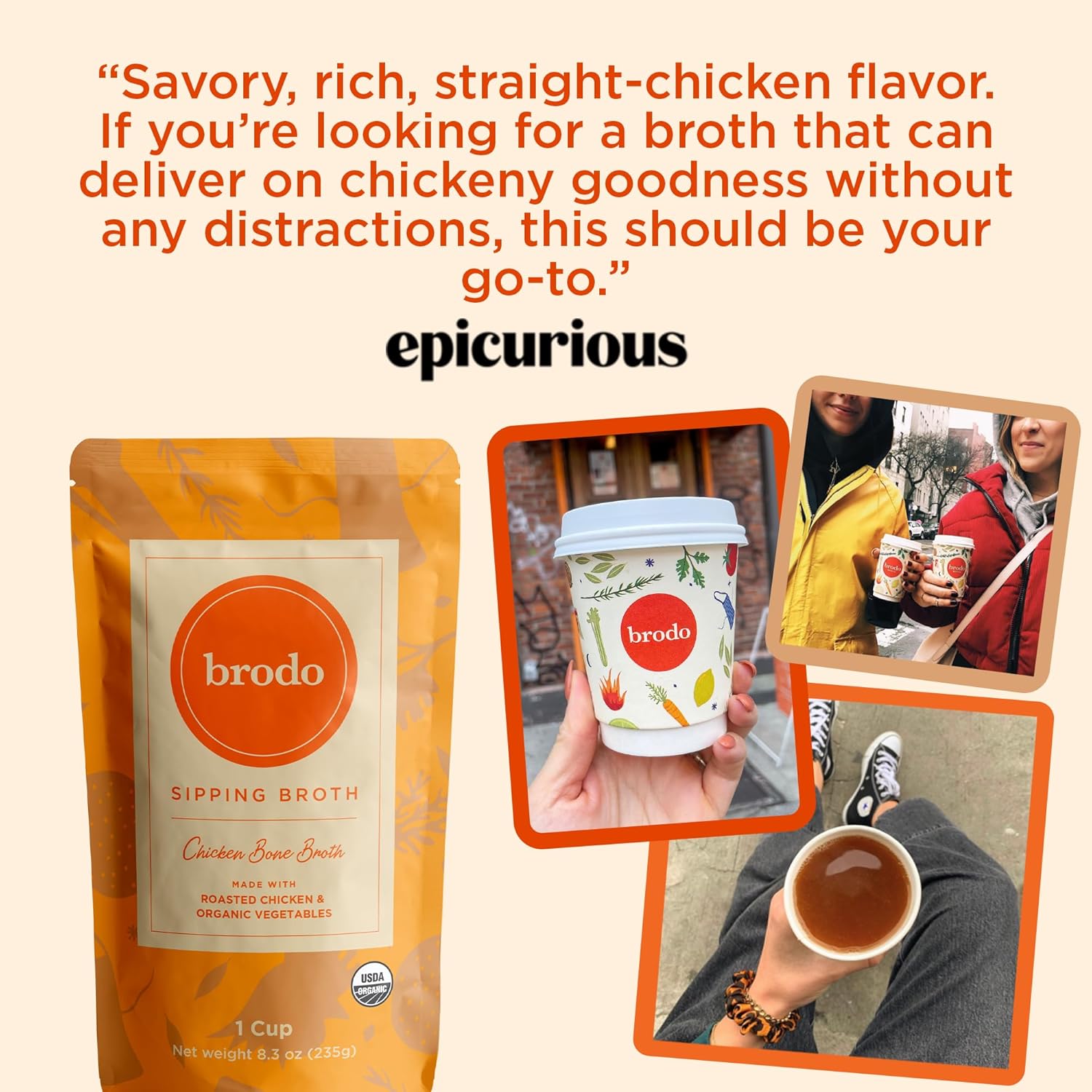 Brodo Broth Variety Pack | 1 Chicken, 1 Hearth, 1 Deeply Rooted, 1 Spicy Nonna, 1 Tom Yum, 1 Tuscan Sun Single Serving Pouches | Not Made From Concentrate, No Preservatives (6x 8.3 oz Pouches) thumbnail