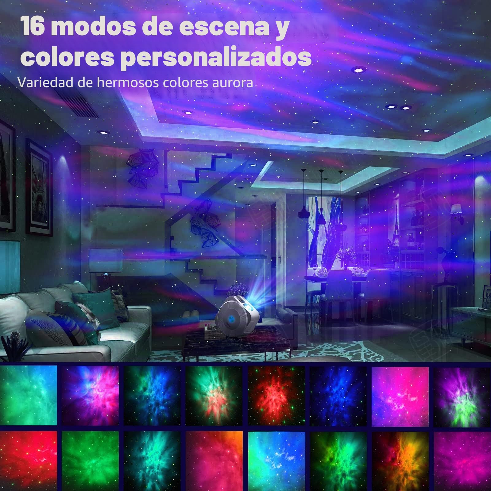 Lampara Proyector Estrellas LED Alexa, LED Estrellas, Proyector de Luz Nocturna Infantil, Control App/Remote/Voz, Adecuado para Niños/Adultos