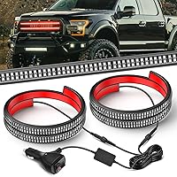 Vista 10 de Nilight 2 tiras de luces estroboscópicas de rejilla de camión de 24 pulgadas, 384 luces LED de emergencia, color ámbar, flexible, intermitente