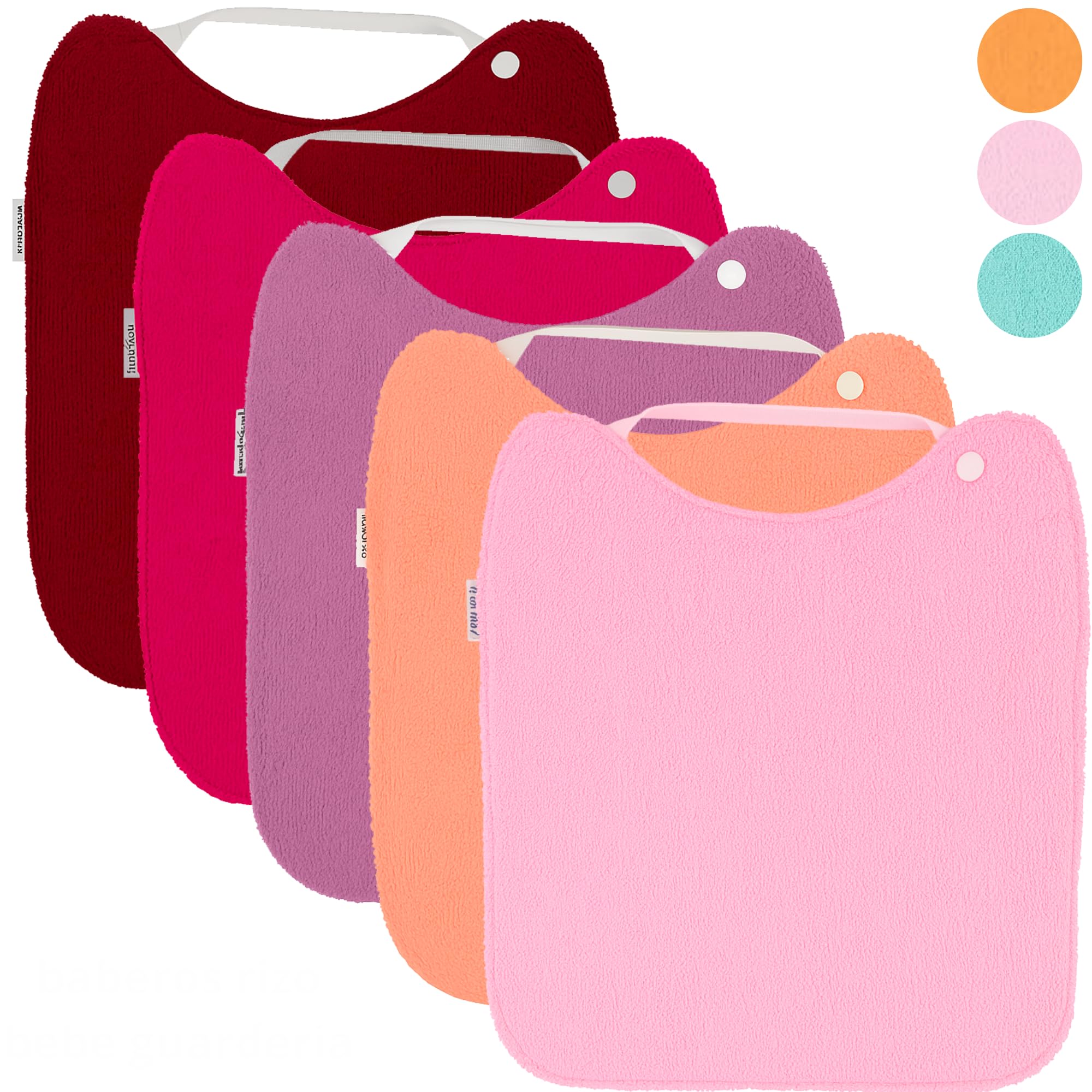 HOMYBABY® Set 5 Bavaglini Neonato Impermeabili con Bottoni per Asilo Nido