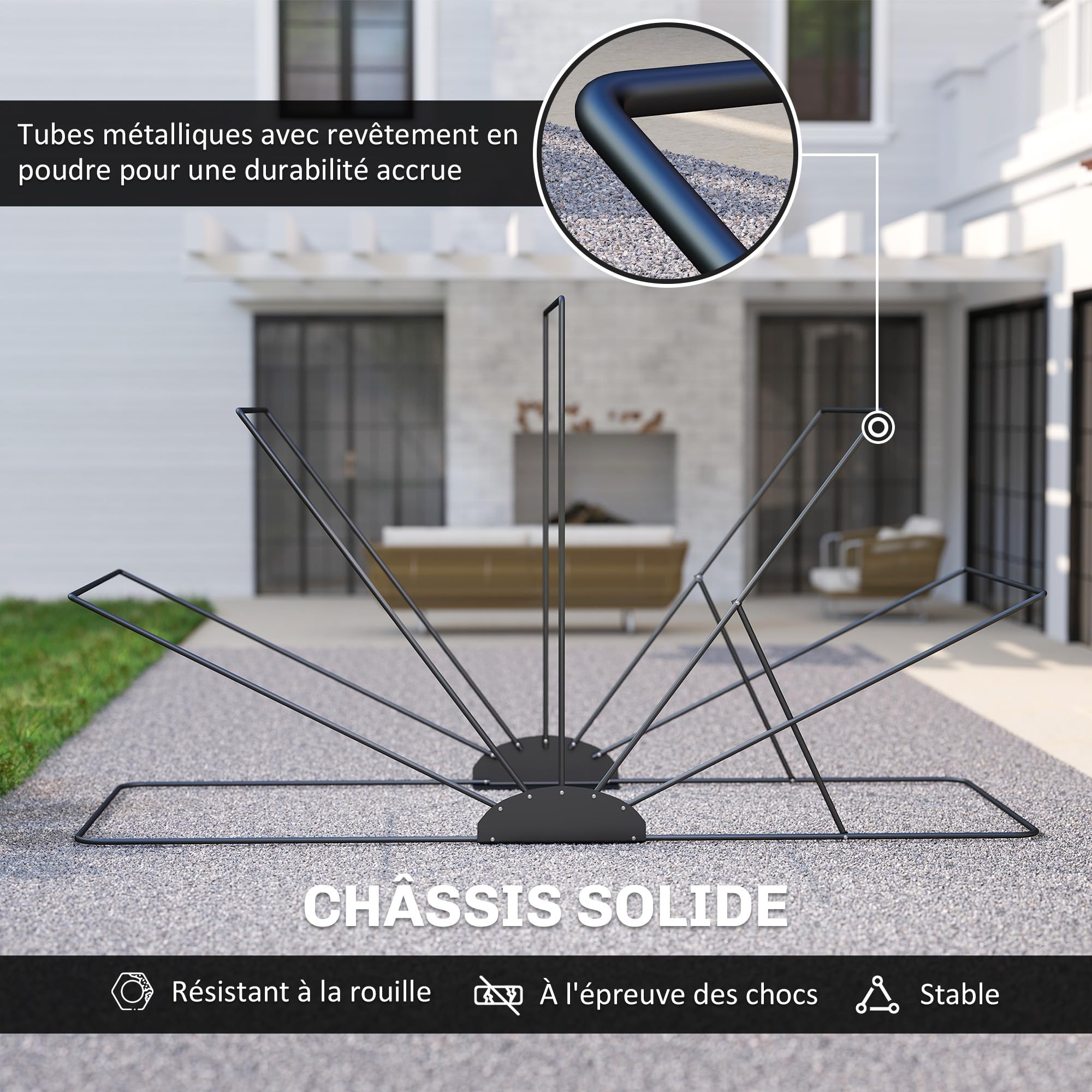 Outsunny Abri de Moto extérieur Tente à Moto Pliable de 345 x 135 x 191 cm avec Housse de Protection en Tissu Oxford, imperméable Anti-UV, 2 fenêtres enroulables, Rangement Garage extérieur, Noir