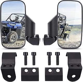 MICTUNING Upgraded UTV Side Mirrors - Adjustable Break-away Rear View Convex Mirror with Splash-proof Lens Compatible With Polaris Ranger Can-Am Defender