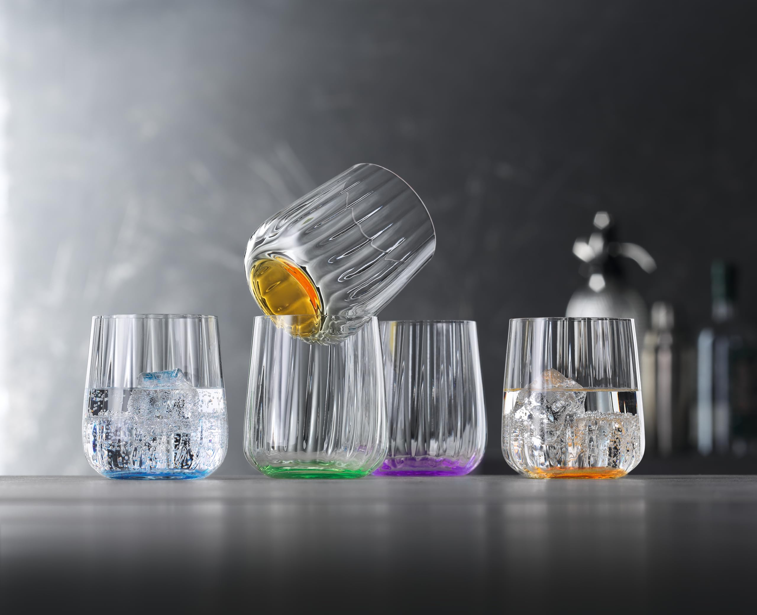 Spiegelau Lifestyle Becher-Set, 2-teilig, 340 ml, Moderne Trinkgläser aus Kristallglas mit Wellenstruktur, Spülmaschinenfest, Blau, 4453165 Küche, Haushalt & Wohnen