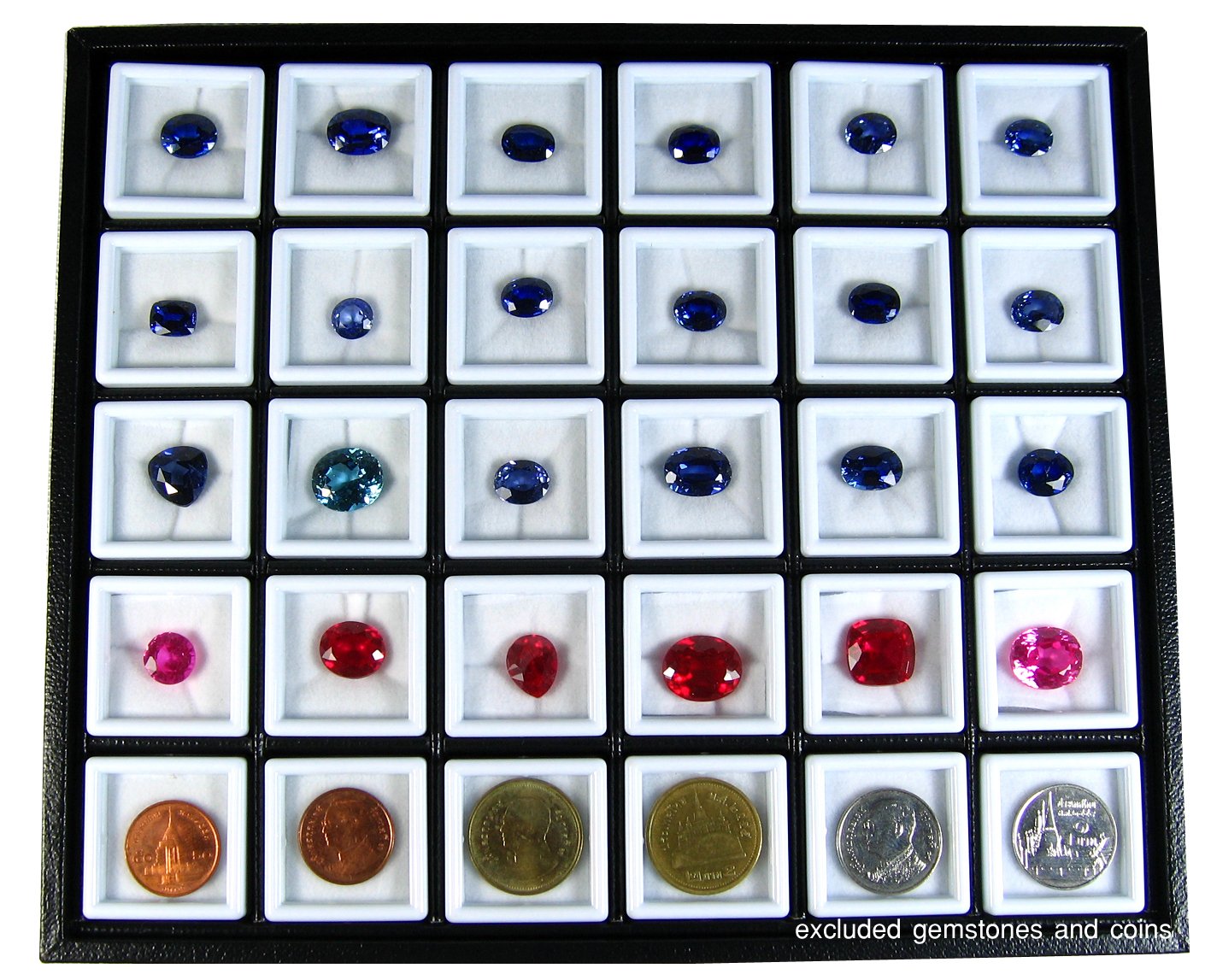 30 PCS OF TOP GLASS GEMSTONE JAR BOX SIZE 3x3 CM WITH HOLDER TRAY DISPLAY SHOW CASE ORGANIZER