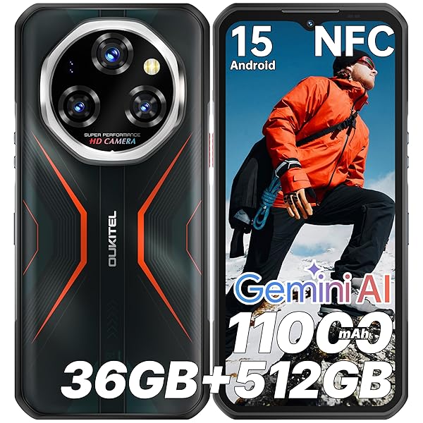 OUKITEL WP55 S Mobile Indestructible 36GB RAM+512GB ROM/2TB TF Mobile Rugged MTK G100 Gemini AI Android 15 Rugged Phone 11000mAh 6.6 FHD 120Hz 64MP+32MP/Dual SIM/NFC/GPS/OTG/5G WiFi/BT 5.2