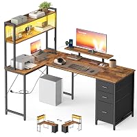VASAGLE Scrivania Angolare, Scrivania da Gaming con Prese e Porte USB