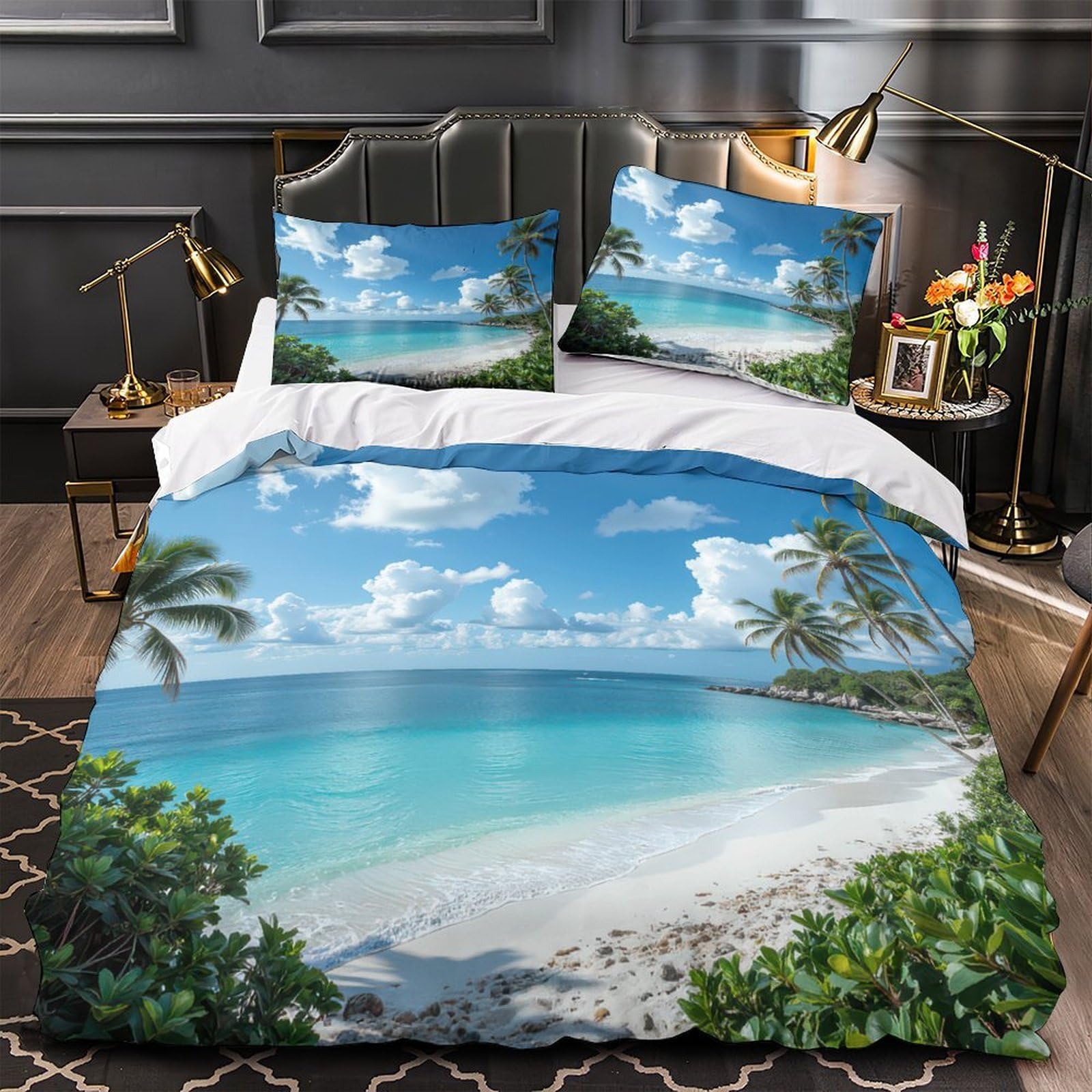 Housse de couette tropicale 200x200 avec fermeture éclair