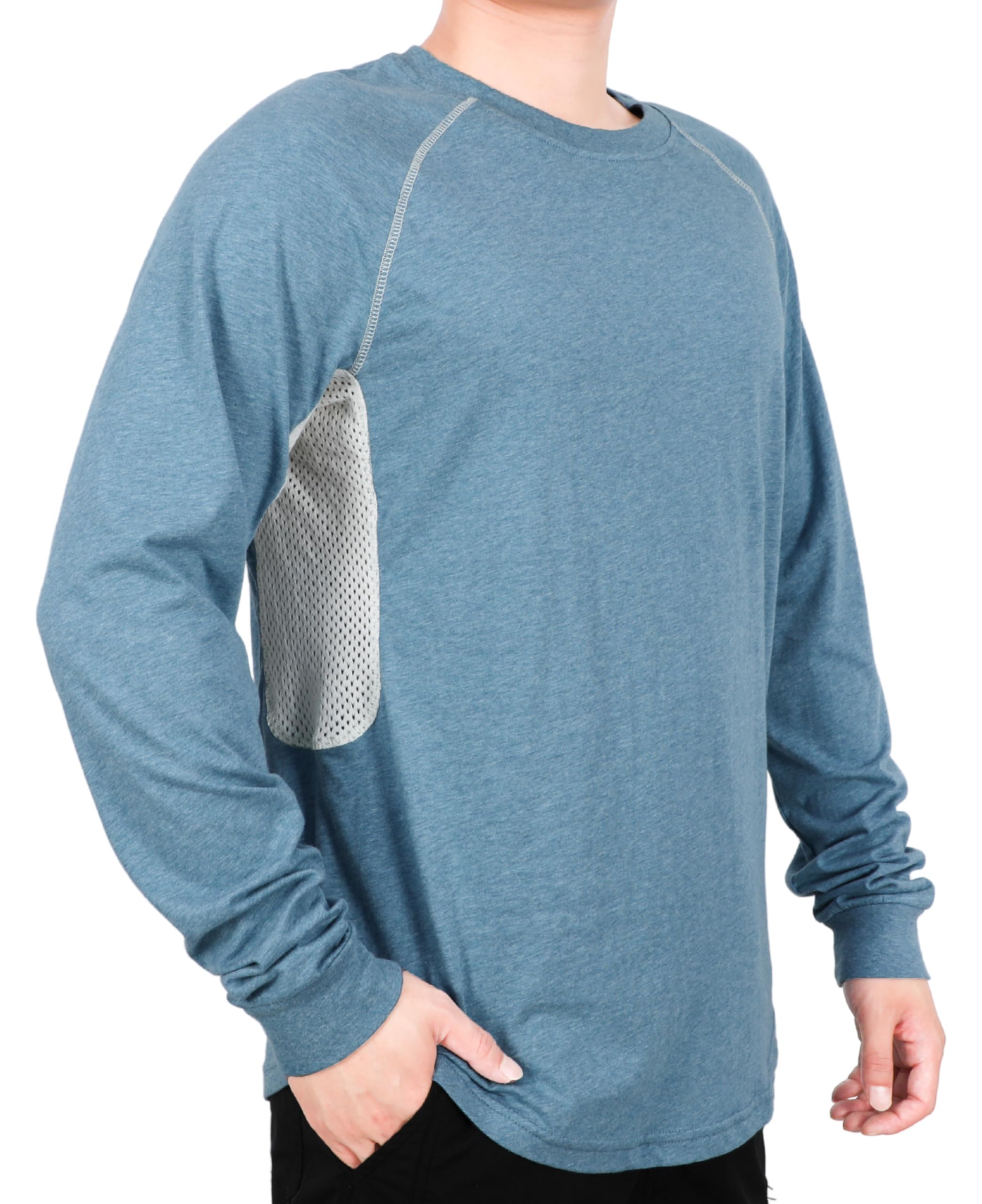 BOCOMAL FR Shirts for Summer Vented Mesh Loose Fit 4oz EX Lightweight Flame Resistant Base Layer CAT1 Crew Shirt