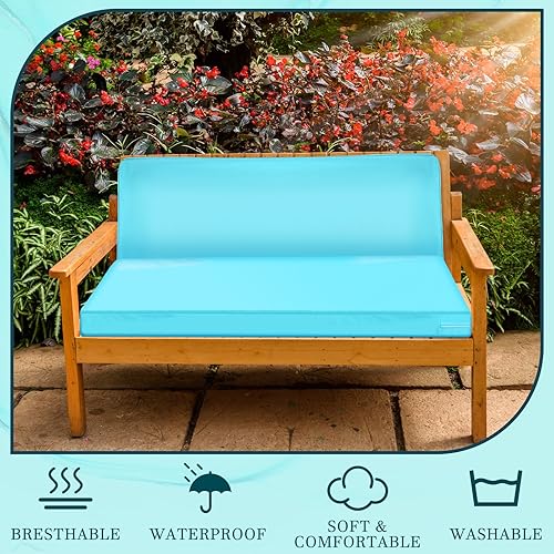 Miniatura 4 de SmoothNovelty Funda de cojín impermeable de 59 pulgadas para banco de patio al aire libre, con protección UV, con lazos y cremallera para asiento de