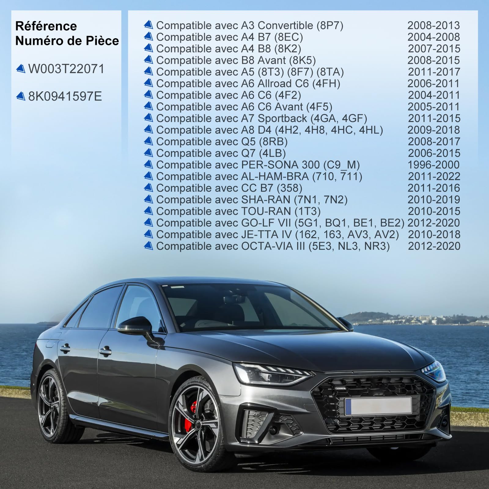 12V Ballast Xenon W003T22071, 35W Hid Headlight Ballast D3s D4s, Contrôleur de Phares au Xénon 8K0941597E Compatible avec A1 A3 A4 A5 A6 A7 A8 Q3 Q5 Octavia Golf Jetta Tiguan Touran Sharan