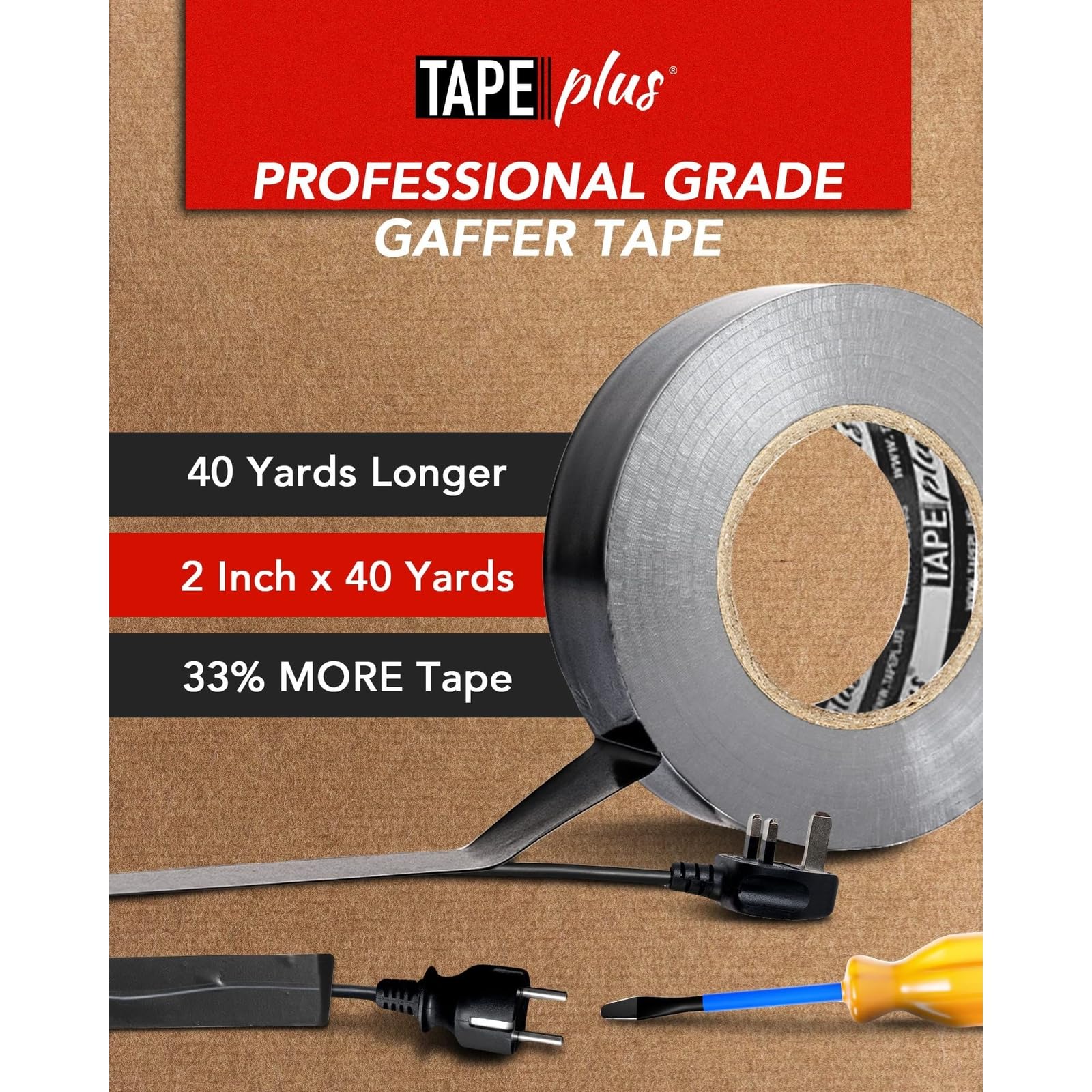 TapePlus Gaffer Tape - 40 Yard Black Roll (6-Pack) -4 TapePlus Gaffer Tape - 40 Yard Black Roll (6-Pack) -4