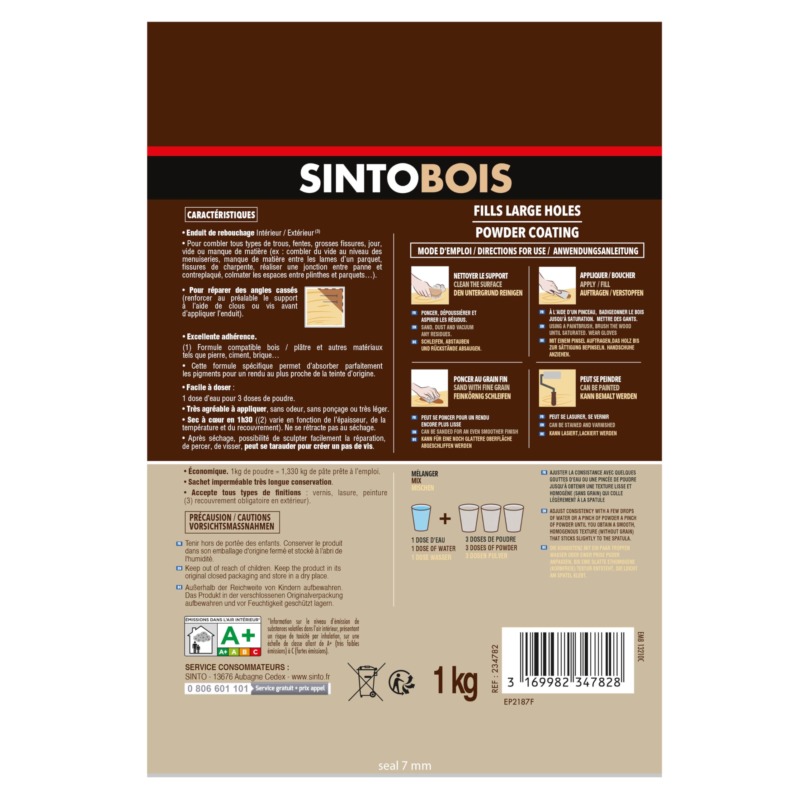 SINTO - Recubierto en polvo con agujeros grandes - Tamaño de 1 kg - Ideal para colocar agujeros en madera - excelente adherencia, resistencia extrema - puede barnizarse y pintarse