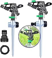 APT Pulsating Impact Sprinklers (2 Pack) - Adjustable 80-5800 sq ft Coverage for Lawn, Yard & Garden