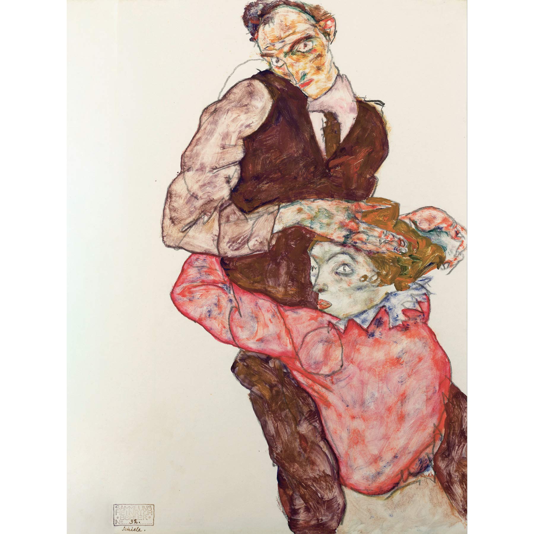 Egon Schiele Lovers Man Woman Large Wall Art Print Canvas Premium Poster Mural