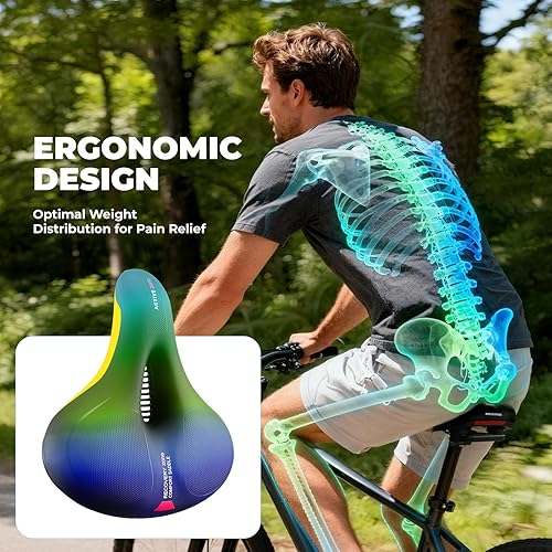Miniatura 6 de ROCKBROS Asiento de bicicleta cómodo para bicicleta de montaña, accesorios para hombres y mujeres, cojín de asiento de bicicleta ancho suave con