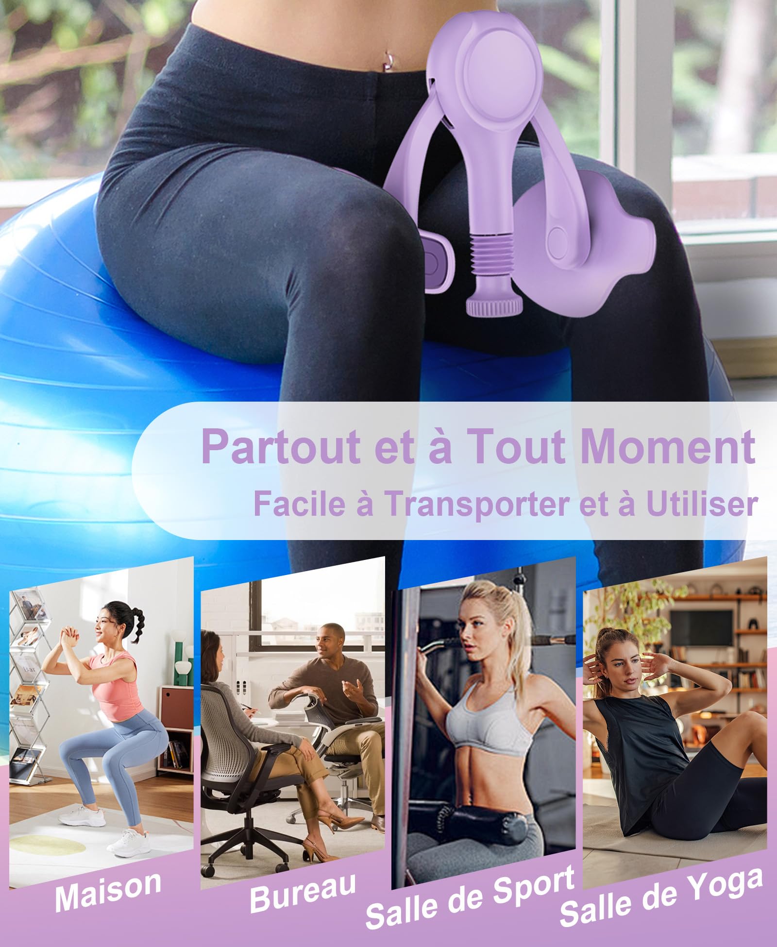 Élastique Musculation Fessier Appareil Jambes et Cuisses Booty Pulse Hip Trainer Kegel Thigh Master Appareil Musculation Femme Homme Fitness Maison