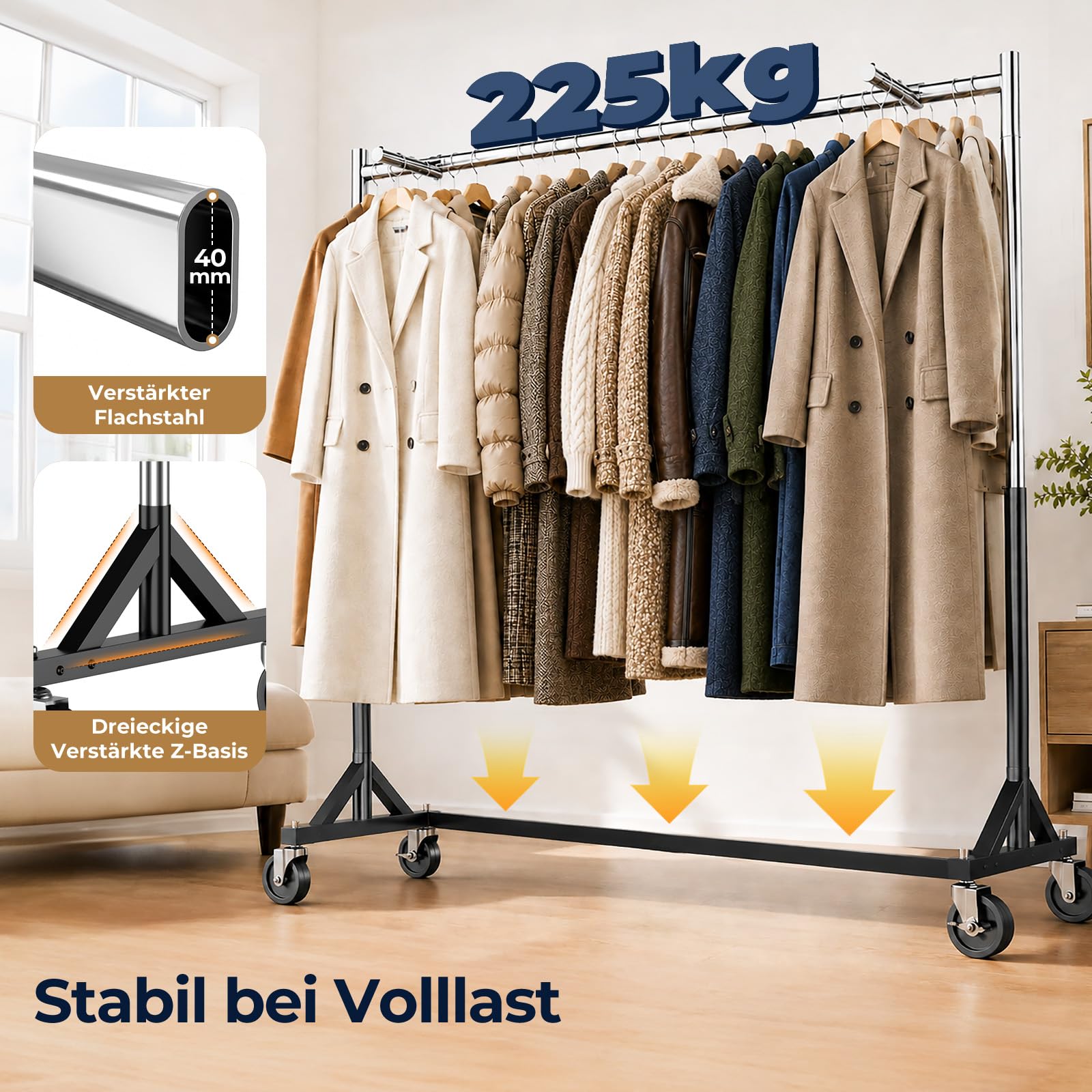 HOKEEPER Z-Basis Kleiderständer doppelseitig 160cm mit Abdeckung