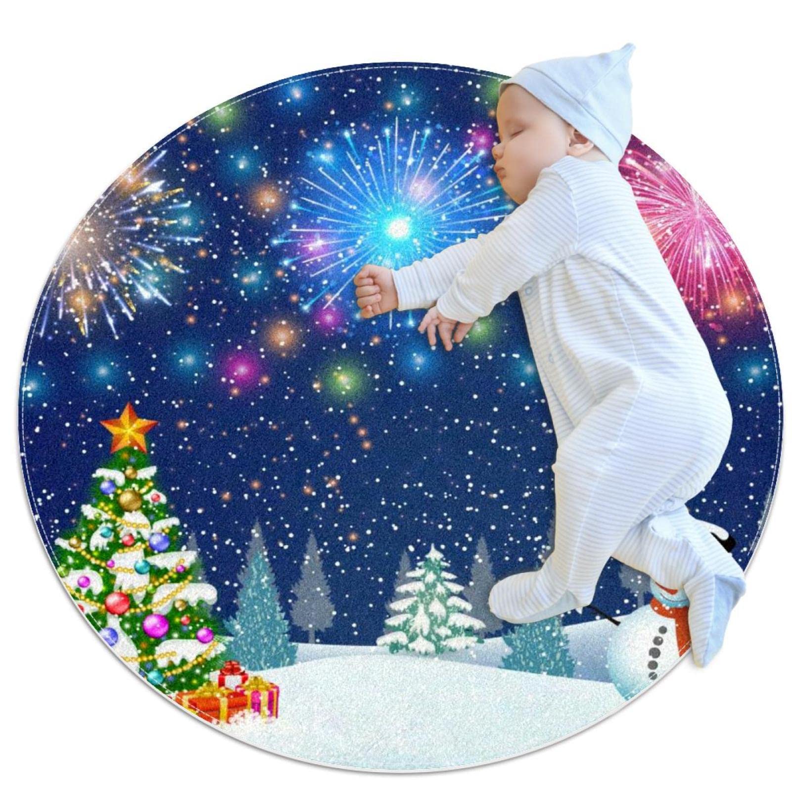 Tapis rond pour enfants isolant contre le sol froid motif Noël
