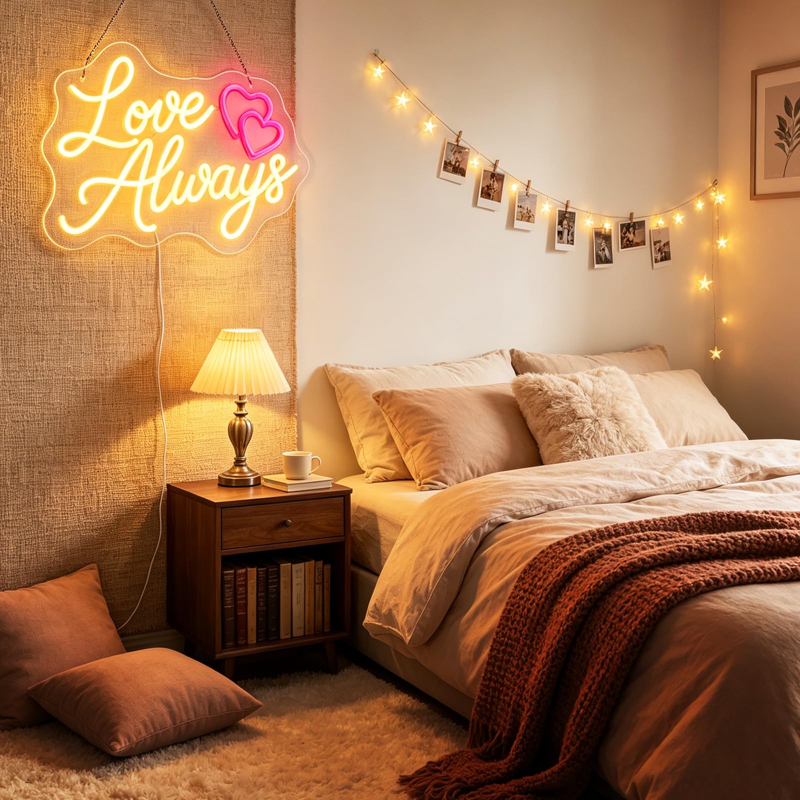 Love Always - Insegna al neon per decorazione da parete, LED dimmerabile Love Always Lights Up, alimentata tramite USB, per proposta di matrimonio, fidanzamento, regali per San Valentino